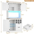 thumbnail image 5 of Homieasy 72'' Tall Pantry Cabinet with 2 Drawers and Doors, Farmhouse Kitchen Cupboard with Power Outlets and Lights, White & Walnut, 5 of 7