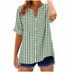 thumbnail image 1 of Camisetas Casuales de las Mujeres con Cuello en V Manga Corta Suelta de Verano de Moda Botón Impreso Camiseta, 1 of 5