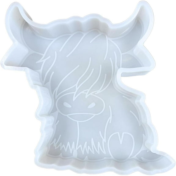 Highland Cow Sitting Car Freshie Large Silicone Mold 5.5 x 4.5 x 1.2 inches Furry Hairy Baby Cow for Scented Aroma Beads Oven Safe Bake up to 450 F Freshie Supplies