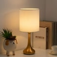 thumbnail image 4 of Haitral Modern 4.3" 2-Lights Nightstand Lamp Sets with Gold Metal Base, White, 2-Pieces, 4 of 7