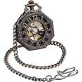 thumbnail image 2 of Men’s Pocket Watch with Chain | Hand Winding Vintage Pocket Watch | Classic Mechanical Movement Pocketwatch | 1920s Railroad Steampunk Costume Accessory, 2 of 7