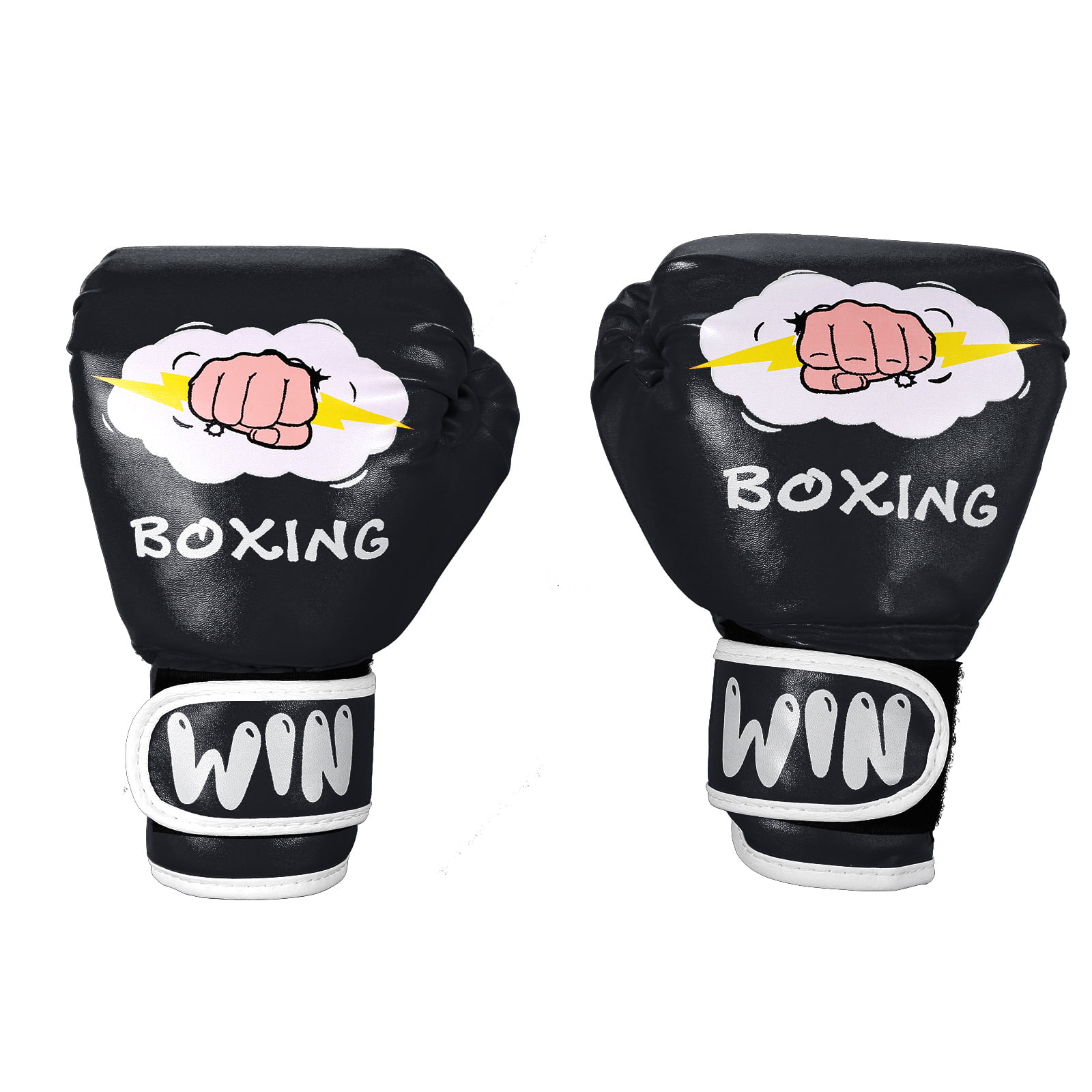 Twins BGVL3-J Kids Leather Boxing Gloves Black Muay Thai Kick Sparring Junior 