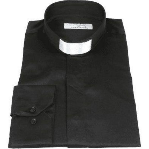 Mens CEREMONIA Clergy Pastor Priest Shirt 100% Cotton Turkey #stn 15 HYB Black