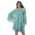 thumbnail image 1 of Moomaya Turquoise Green Womens Off Shoulder Summer Beach Dress Cotton Vacation Dress With Bell Sleeves - S, 1 of 7