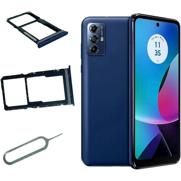 for Motorola Moto G Play 2023 Micro SD Card Slot Single Sim Card Tray Holder Replacement XT2271 XT2271-5 SIM Card Tray Black/Deep Indigo，with Pin
