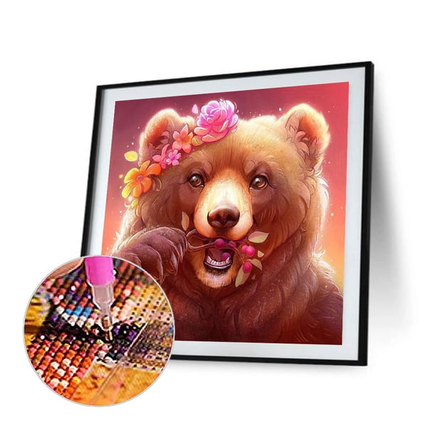 Cuadros Decorativos 5D DIY diamante pintura kits oso completo redondo taladro pared decoración arte artesanía mosaico Tmvgtek embutido en tela