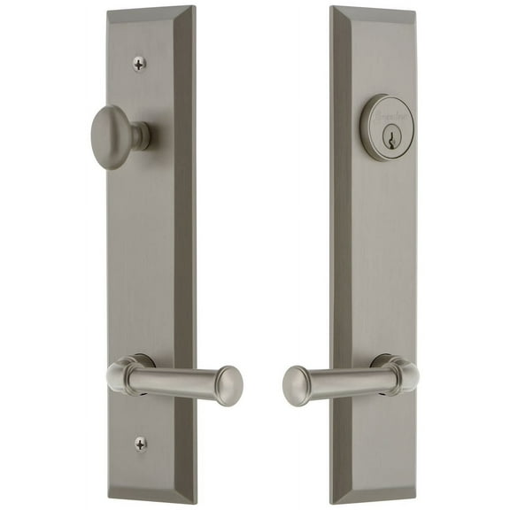 Grandeur 841618 Fifth Avenue Solid Brass Tall Plate Single Cylinder Keyed Entry Set -