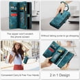 thumbnail image 4 of Dteck for Samsung Galaxy A13 5G Cae, Galaxy A13 5G Wallet Case for Women Men, Durable PU Leather Magnetic Flip Lanyard Strap Wristlet Zipper Card Holder Wallet Magnetic Detachable Phone Cover,Green, 4 of 9