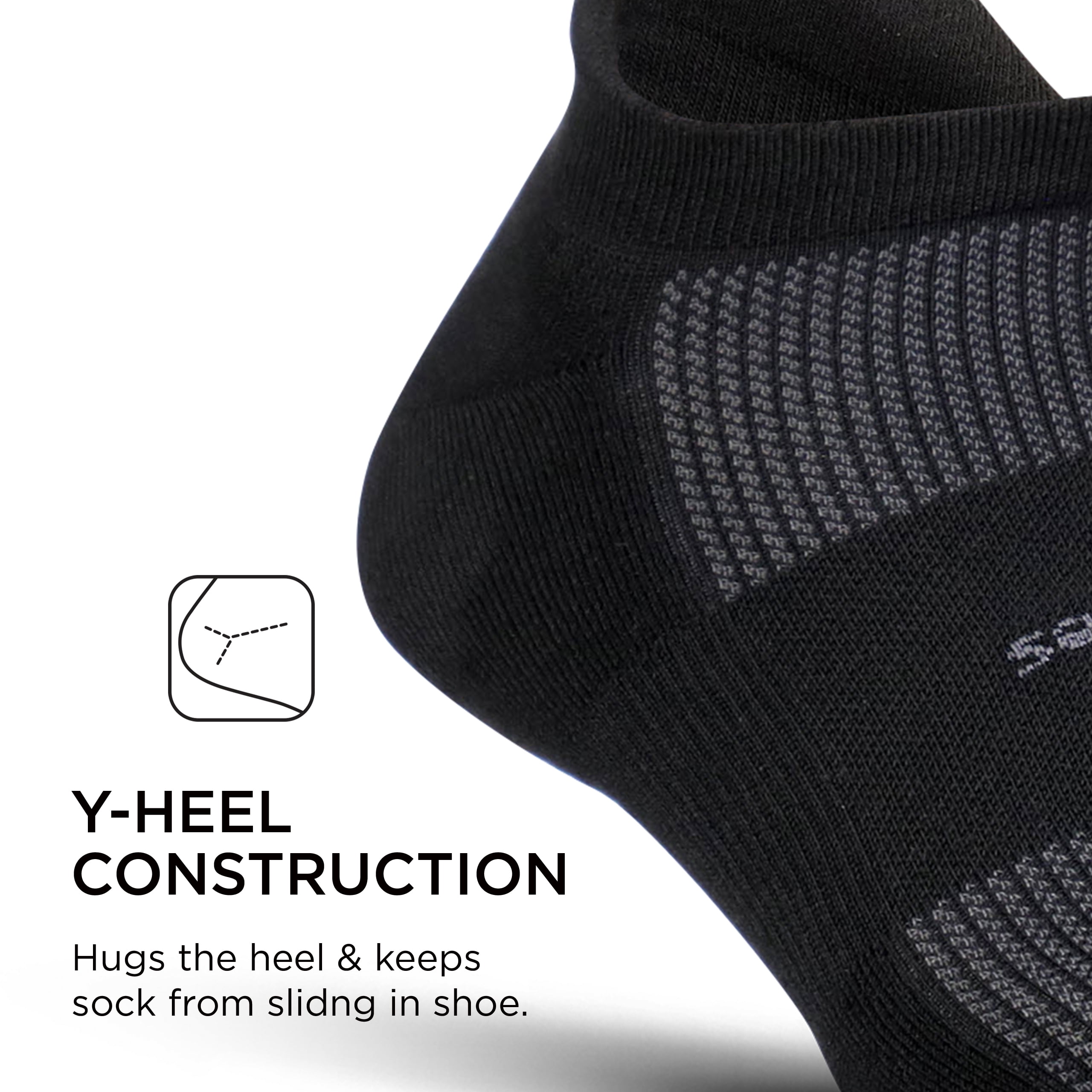 Feetures High Performance Max Cushion Ankle Sock - No Show Socks for Women & Men with Heel Tab - Black, L - (3 Pair)