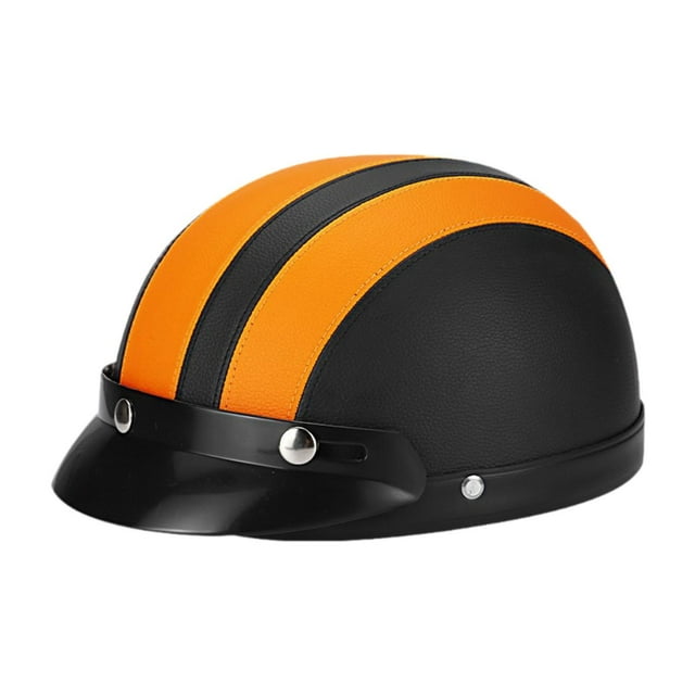 Casco de Bicicleta PU Cuero Absorción de Choque Transpirable Casco de Patineta Portátil de Verano para Motos para Patinar Bicicleta de Montaña Naranja negra