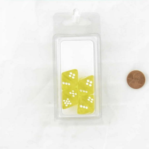 Yellow Transparent Dice with White Pips D8 Aprox 16mm (5/8in) Pack of 4 Wondertrail