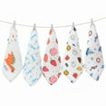thumbnail image 2 of Papapt 12"x12" Baby Washcloths Muslin Cotton Baby Face Towels 5 Pack Wash Cloths Soft on Sensitive Skin Absorbent for Boys & Girls (The pattern is random) #J02, 2 of 8