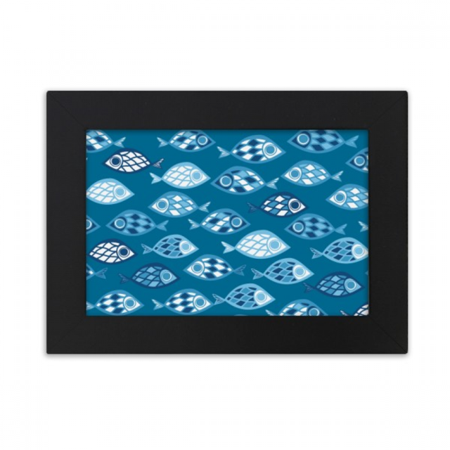 Rejillas resumen peces mar azul Marco de Fotos de escritorio imagen Arte Negro Pintura 5x7 pulgadas