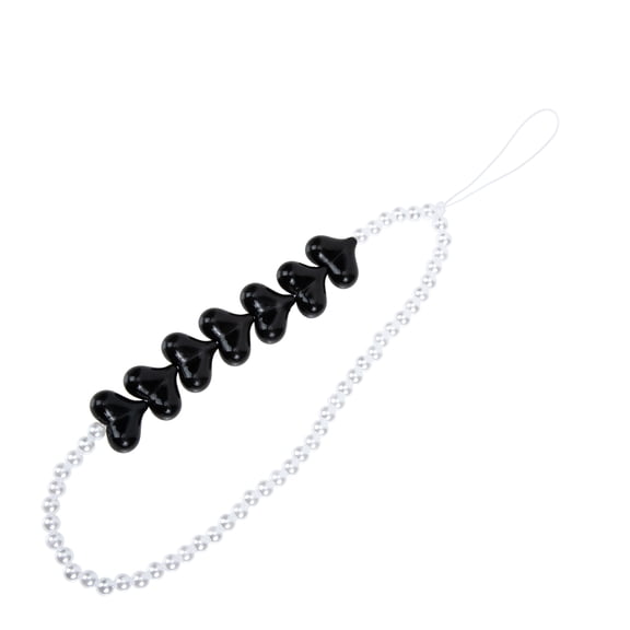LOLIPPYY Black Beaded Acrylic Phone Lanyard Wrist Strap for Cellphone Secure Hanging and Easy Carry