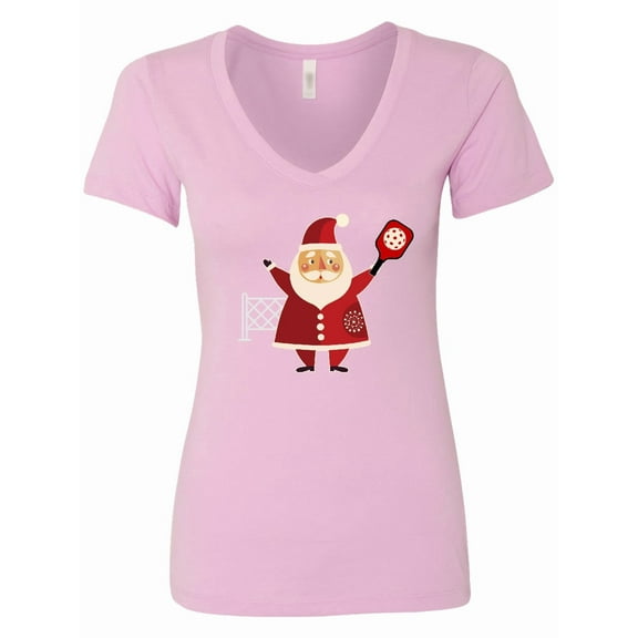 Inktastic Christmas Pickleball Santa Women's V-Neck T-Shirt