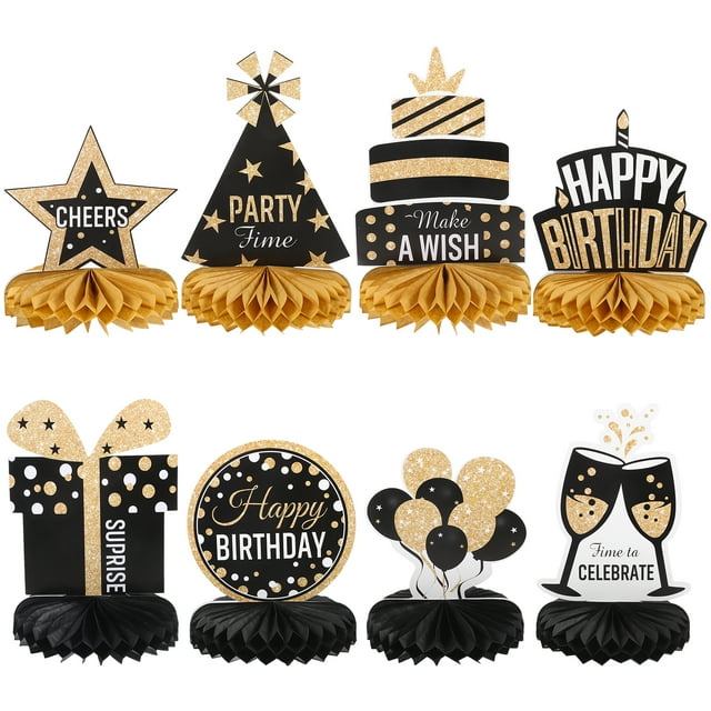 Shisuyan 8pcs Birthday Decorations Table Honeycomb Centerpiece Birthday Table Ornament