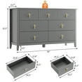 thumbnail image 2 of Commode Cannelée de 54 Pouces de Large à 7 Tiroirs avec Poignées Dorées, Armoire de Rangement Moderne en MDF pour Chambre, Salon, Entrée, Meuble Multimédia Polyvalent, Meuble Télé, Organisateur, 2 of 7
