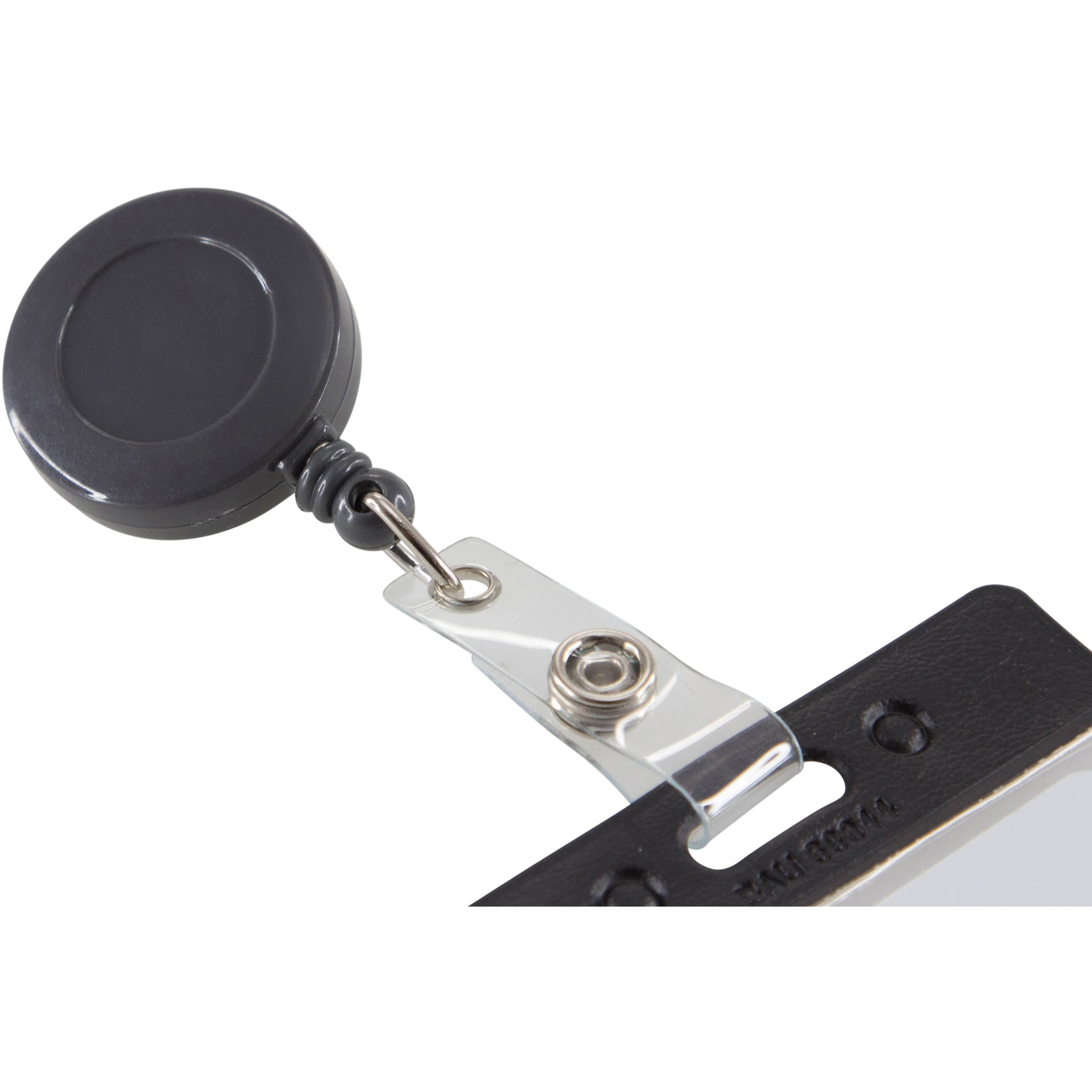 Standard ID Badge Reel Round Belt Clip Strap GREY () 