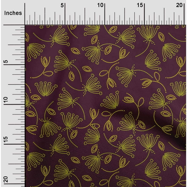 oneOone Polyester Lycra Fabric Leaves & Floral Artistic Printed Craft Fabric BTY 56 Inch Wide