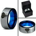 thumbnail image 4 of Tungsten Elephant Animal Polygon Style Art Band Ring 8mm Men Women Comfort Fit Blue Flat Cut Brushed Gray Polished, 4 of 4