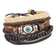thumbnail image 1 of Pulsera trenzada vintage de cuero multicapa para hombre. ojos cuentas de cuero, 1 of 9