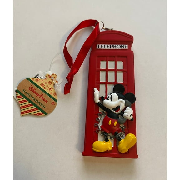 Disney Parks Epcot Mickey Red Phone Booth United Kingdom Christmas Ornament New