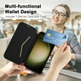 thumbnail image 4 of Petocase for Samsung Galaxy S23 Plus Case [RFID Blocking] with 2 Tempered Screen Protectors,Slim Folio Flip Cover PU Leather Wallet Cover with Build in Lens Protector Clear Soft TPU Back,Black, 4 of 7