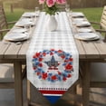 thumbnail image 6 of Patriotic American Flag Table Runner Linen Burlap Table Runner 90 Inches Long Blue Red Flowers Wreath Gray Plaid Dresser Scarves for Kitchen Island Coffee Dining Room Party Wedding Decor 13"x90", 6 of 8
