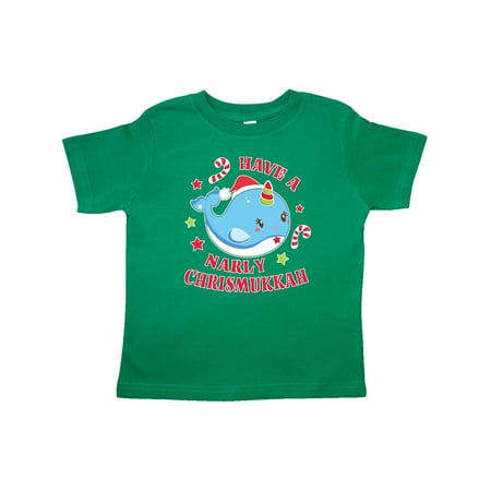 

Inktastic Have a Narly Chrismukkah with Cute Narwhal and Candy Canes Gift Toddler Boy or Toddler Girl T-Shirt