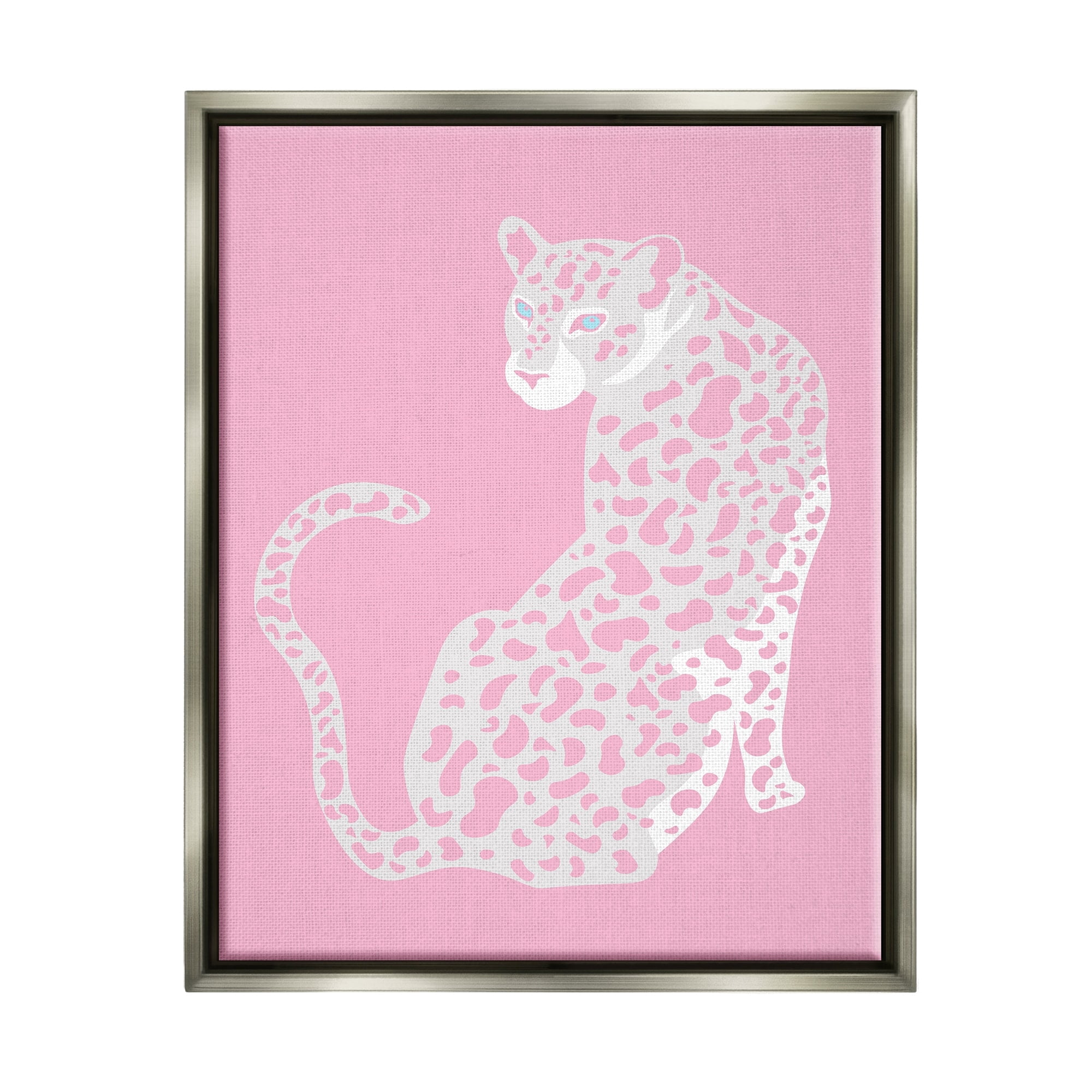 Stupell Industries Pink Modern Leopard Cheetah Portrait Piercing Gaze Graphic Art Luster Gray Floating Framed Canvas Print Wall Art, Design by Birch&Ink