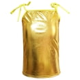 thumbnail image 3 of YOUYEDIAN Girls Shiny Metallic Sequin Spaghetti Straps Tops Kids Lace Up Sleeveless Y2K Streetwear T-Shirts Dancewear Tees (Gold, 4-5 Years), 3 of 4