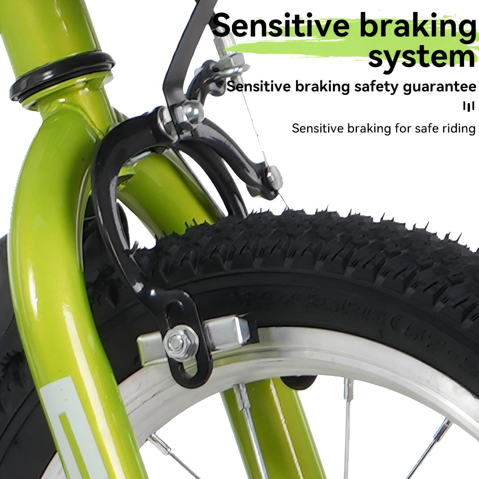 Aukfa 18-Inch Kids Bike for Boys & Girls Ages 5-10,Balance Bikewith Training Wheels, Coaster Brake & Front V-Brake,Green