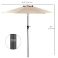 thumbnail image 3 of Outsunny Patio Sun Umbrella, Outdoor Parasol with 6 Ribs, Khaki, 3 of 10