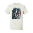 thumbnail image 2 of Howling Wolves into the Night Sky with Stars and Stripes | Mens Animal Lover Graphic T-Shirt, White, X-Large, 2 of 3