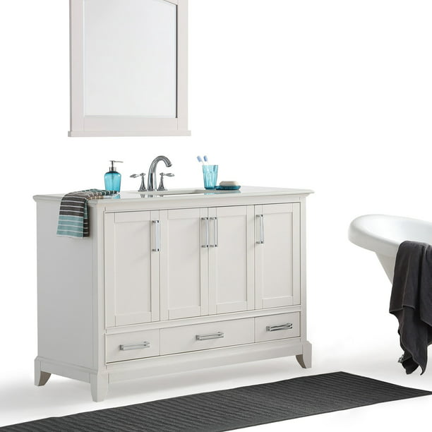 Ay White Quartz Marble, 48 Inch Bathroom Vanity With White Quartz Top