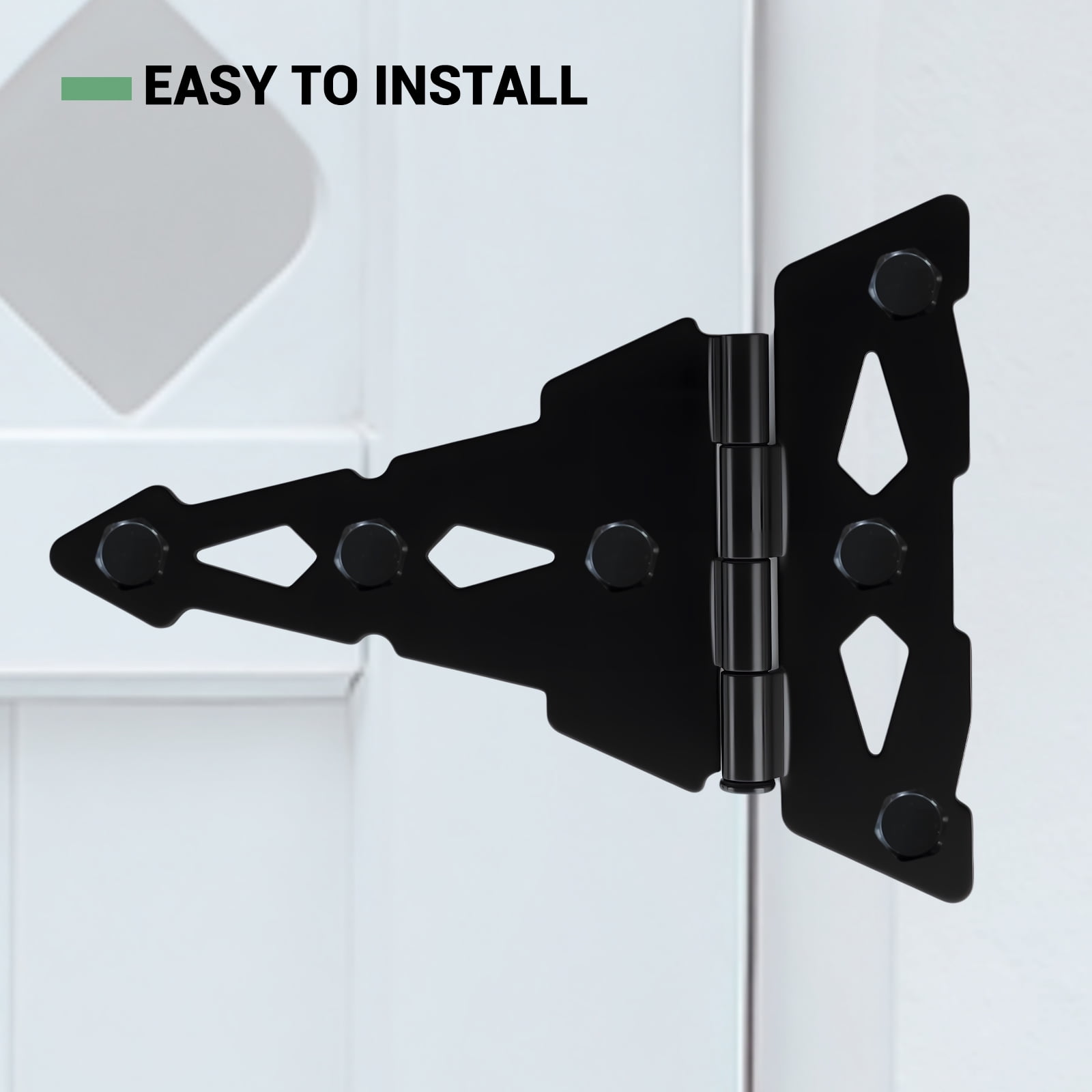 WellMade 4 Pack Heavy Duty Gate Hinges，8 in Decorative T Strap Hinge Wood Fence with Screws for Barn Doors, Storage Bins, and Tool Boxes
