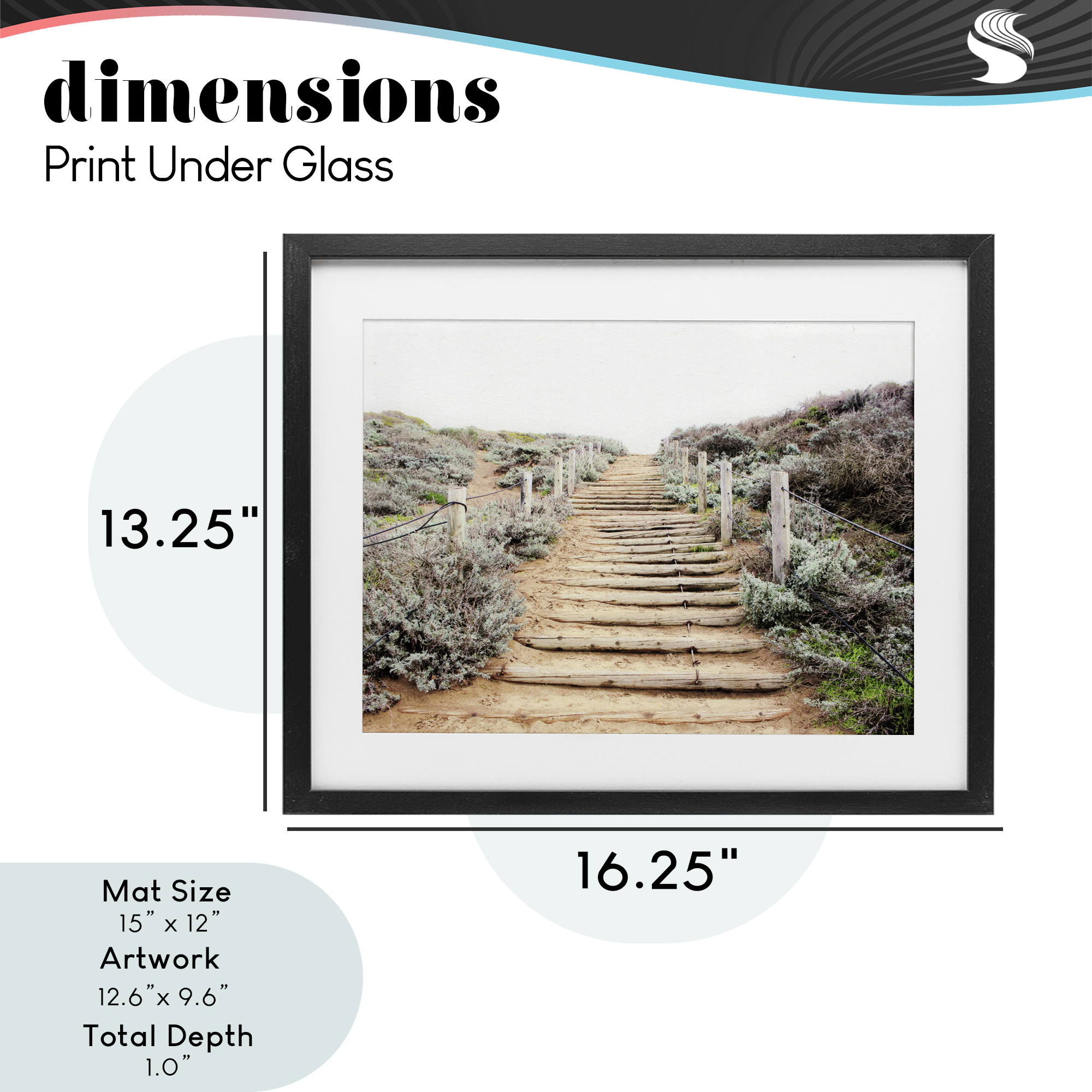 Wooden Stairway to Heaven Black Framed Print Under Glass, design by Leah Noel Art