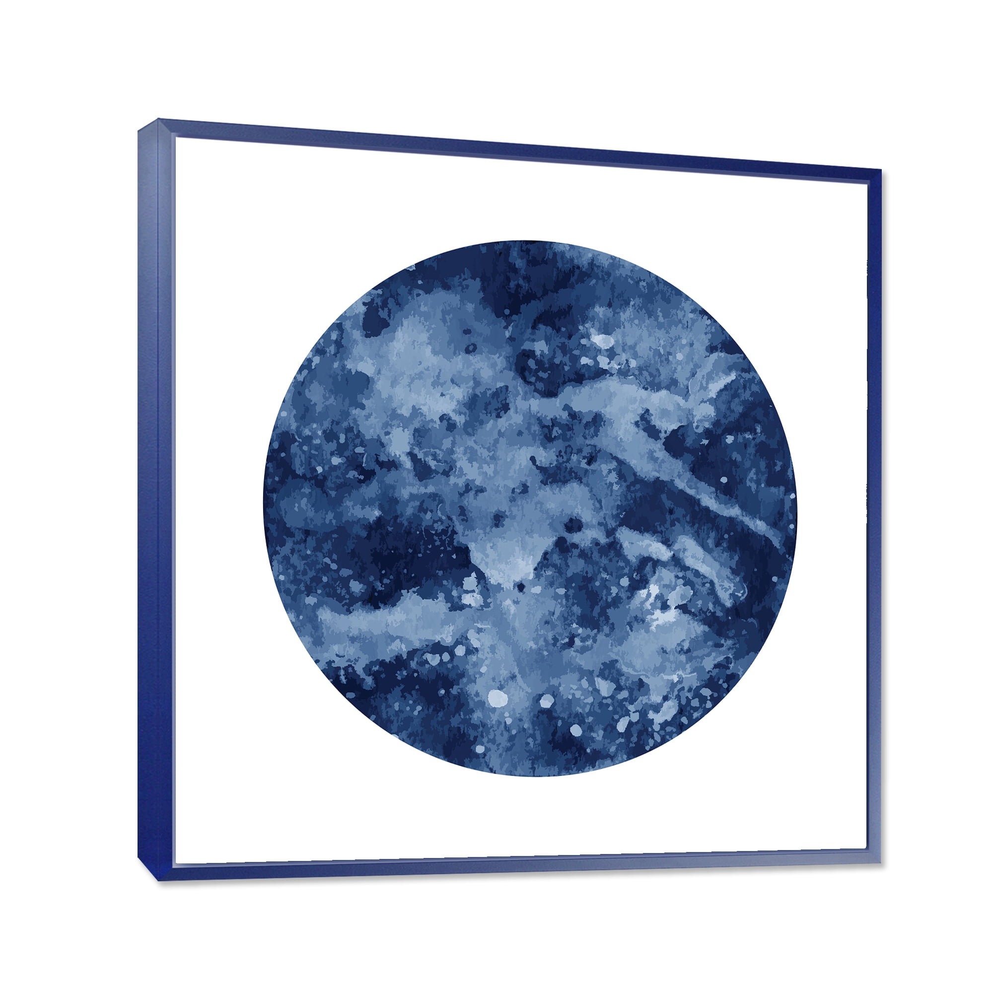 Designart 'Blue Space Galaxy Circle' Modern Framed Canvas Wall Art Print