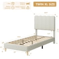 thumbnail image 6 of Upholstered Twin-XL Bed Frame for Girls/Boys, Cute Boucle Platform Bed with Wave Headboard, No Box Spring Needed, Wooden Slats, Noise Free, White, 6 of 7