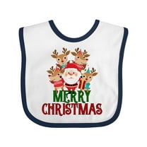 Inktastic Merry Christmas Santa Reindeer Boys or Girls Baby Bib