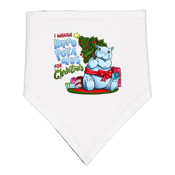 Inktastic I Wanna Hippopotamus for Christmas Cute Hippo Baby Bandana Bib