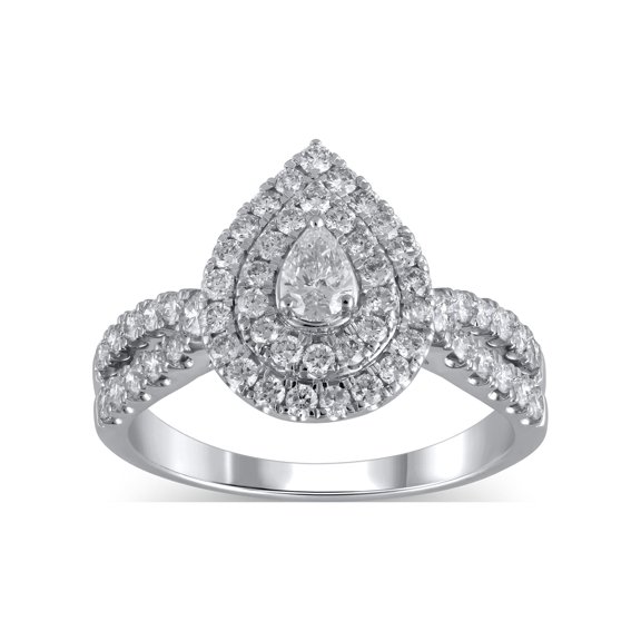 1 Carat T.W. (I2 clarity, H-I color) Brilliance Fine Jewelry Pear cut Diamond Engagement Ring in 10kt White Gold, Size 7