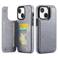 thumbnail image 1 of Funda tipo cartera Wefor para iPhone 15 (15,5 cm) de piel sintética gris, 1 of 7