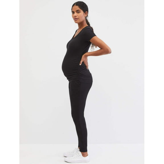 Motherhood Maternity V-Neck Side Ruched Maternity Tee