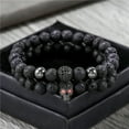 thumbnail image 2 of RSAMD 2Pcs Double Crown Couples Bracelet Lava Stone Essential Oil Stretch Beads Gift-014-1, 2 of 9