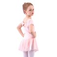 thumbnail image 4 of GYRATEDREAM Girls Ballet Leotards Dress Toddler Baby V Neck Short Sleeve Dance Outfits with Skirt Kids Teen Workout Gym Clothes with Back Bow for 2-16 Years, 4 of 5