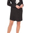 thumbnail image 3 of Women's Mixed Media Bow-Neck Button-Down Dress Rich Black 6, 3 of 3