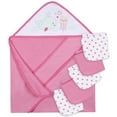 thumbnail image 1 of Parent’s Choice Hooded Towel and 5 Washcloths Set, Girl, 1 of 6