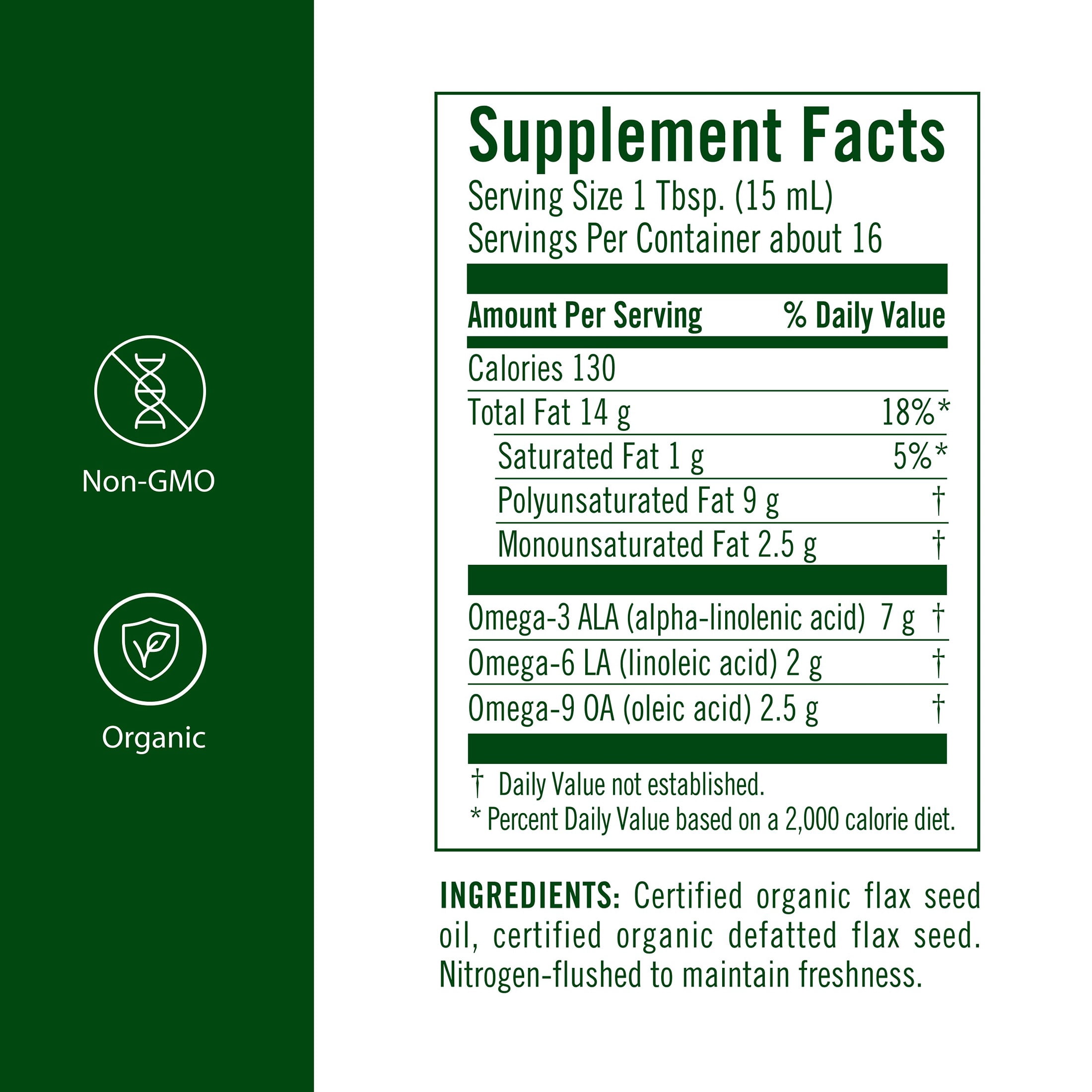 Flora - Certified Organic High Lignan Flax Oil, Cold Pressed, Unrefined & Gluten Free with Essential Fatty Acids, Unmodified, 8.5-fl. oz. Glass Bottle
