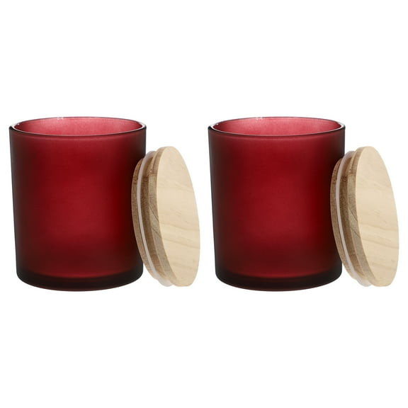 TAILTOSS 2Pcs Premium Glass Votive Cups Red Candle Holders For Home Decoration Compact Pine